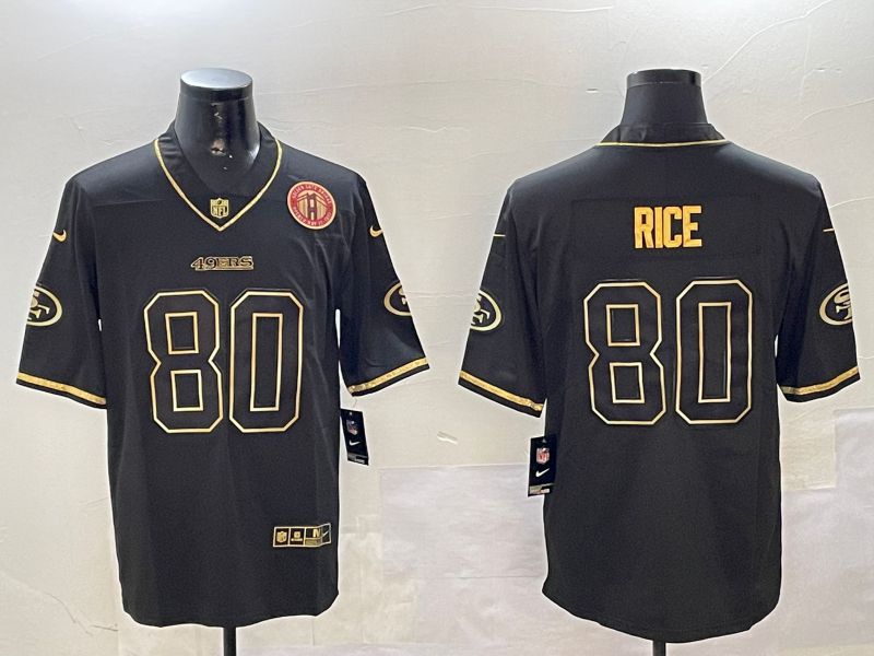Men San Francisco 49ers #80 Rice Black Gold Throwback 2024 Nike Limited NFL Jersey style 5